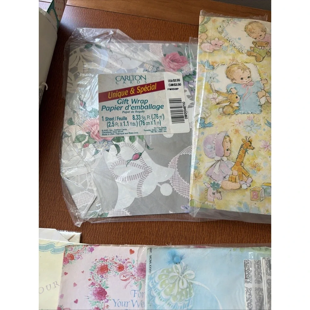 Vintage Gift Wrap Wedding Birthday Kids Baby Mixed Lot NOS Sealed +Partial Pkgs
